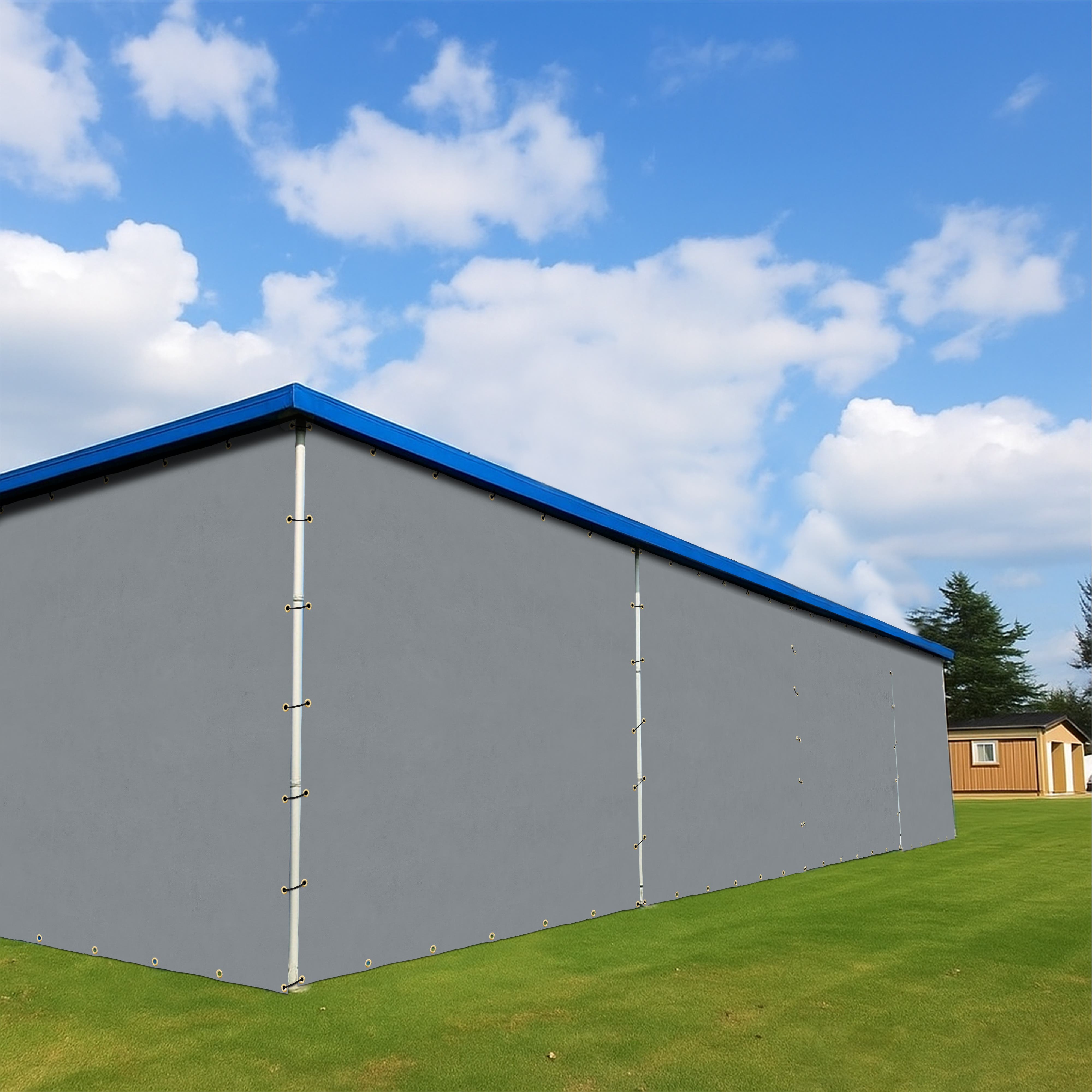 Custom Heavy Duty Vinyl Tarpaulin - Gray