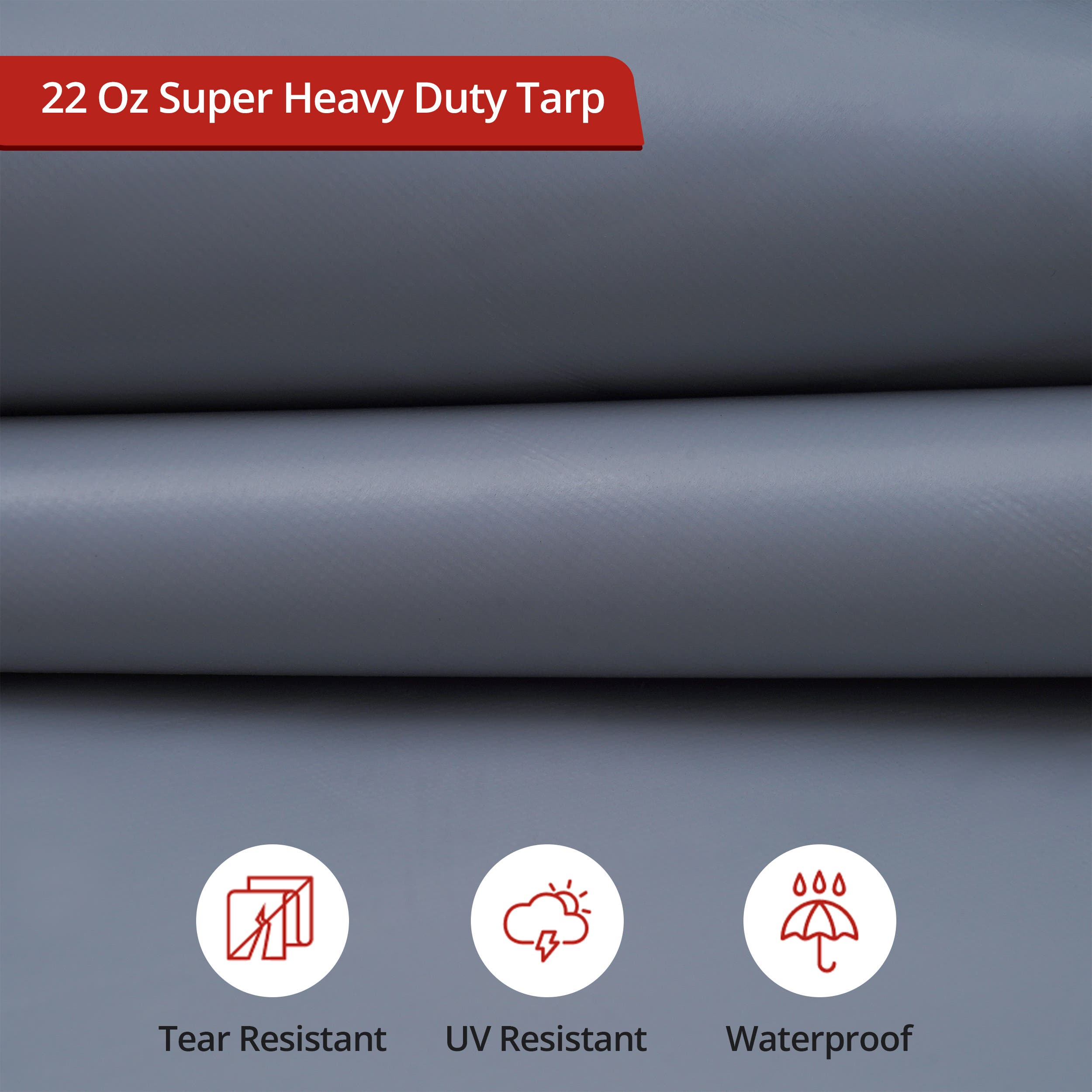 Custom Super Heavy Duty Vinyl Tarpaulin - Gray