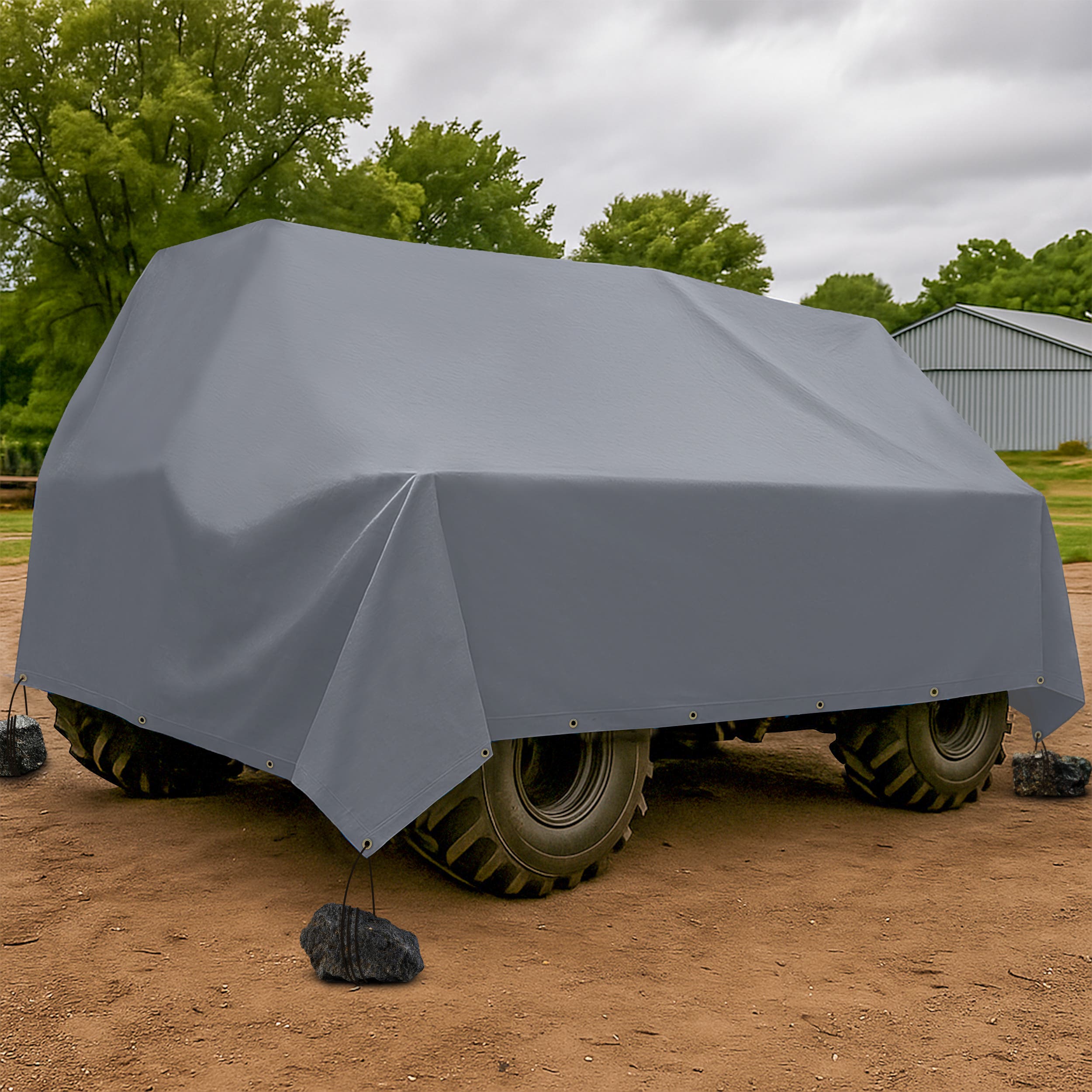 Custom Super Heavy Duty Vinyl Tarpaulin - Gray