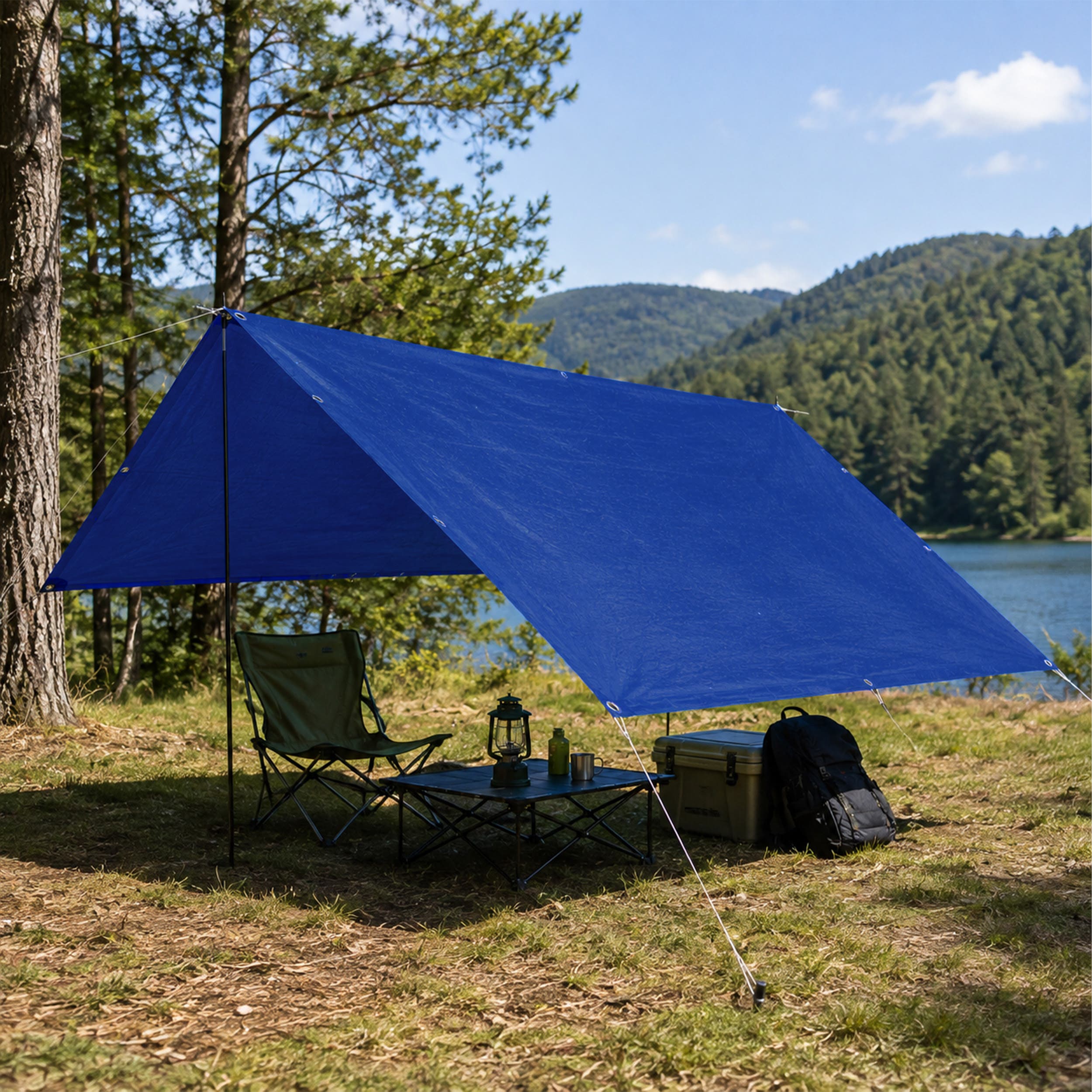 Custom Light Duty Poly Tarpaulin - Blue