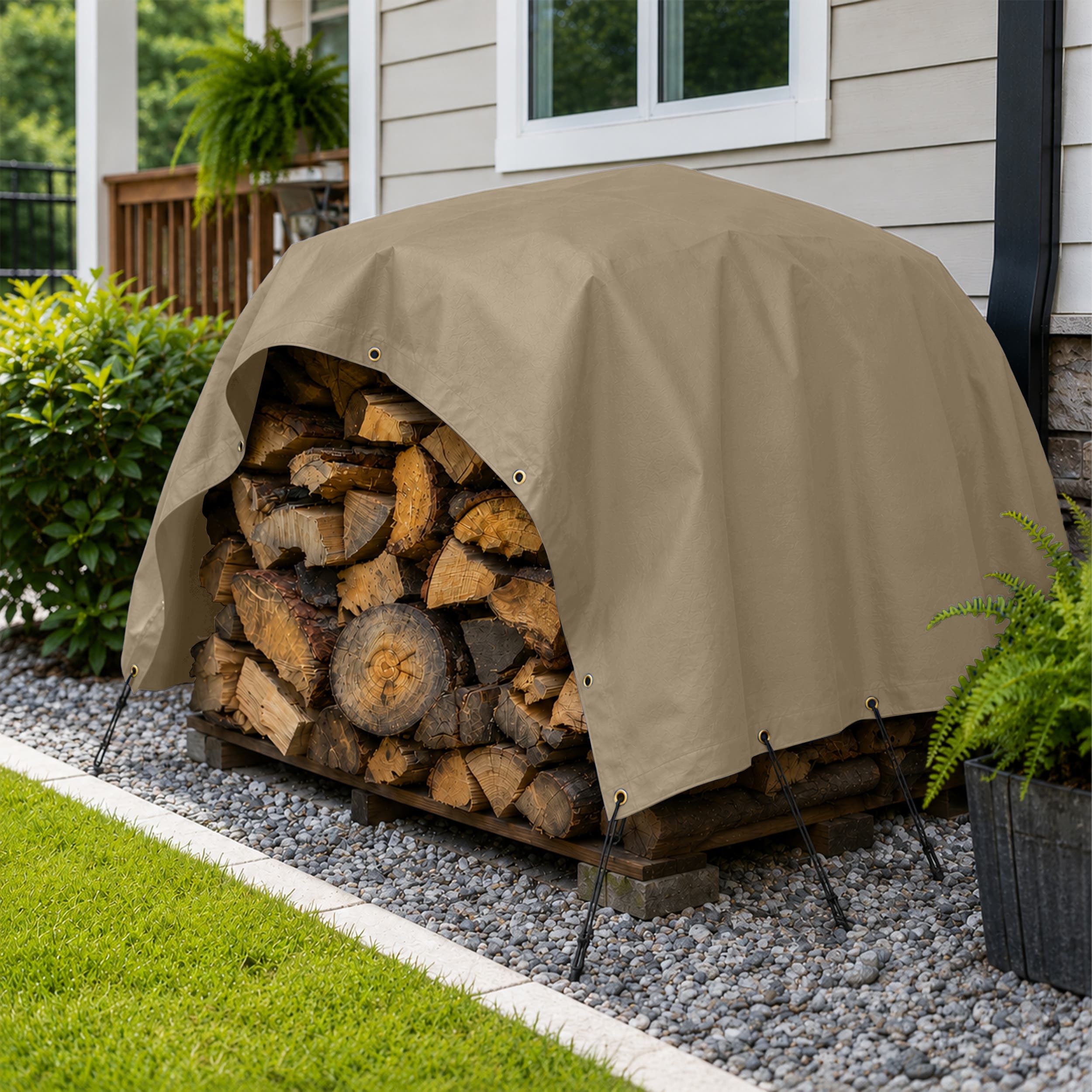 Custom Medium Duty Vinyl Tarpaulin - Beige
